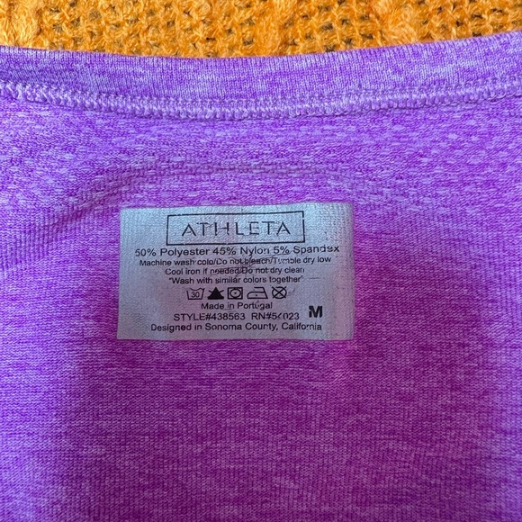 Athleta Purple Fitted Cap Sleeve Ruched Tee - Picture 3 of 5
